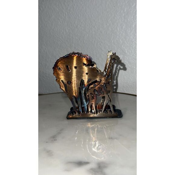 Metal Giraffe Napkin Holder Africa Inspired Metal Art Design Mail Card Holder - Picture 2 of 5